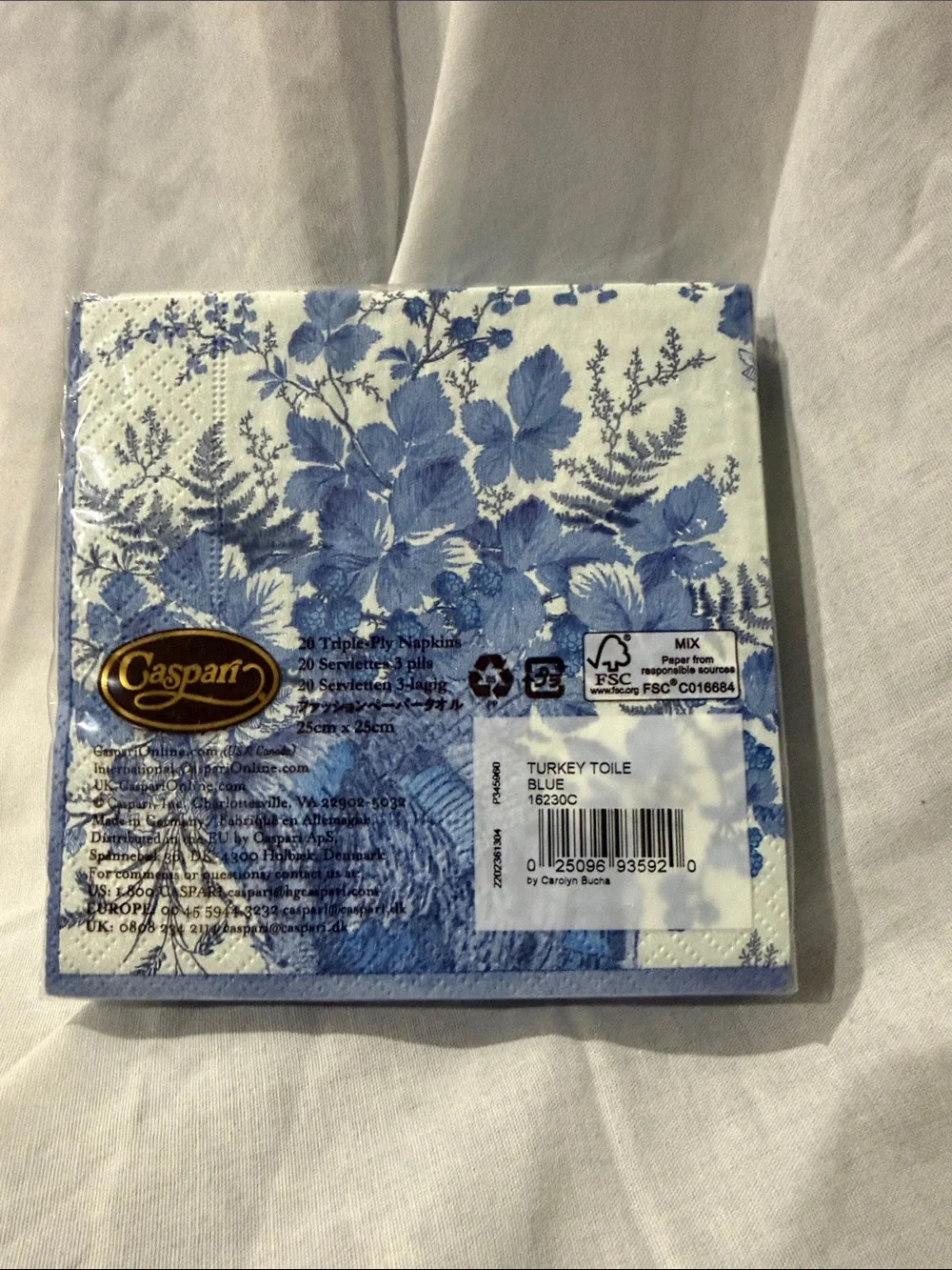 Caspari Blue Turkey Decorative Paper Napkins